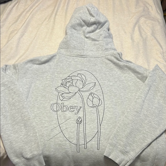 Obey Gray Sweatshirt Casual Cotton-Blend - Picture 4 of 4